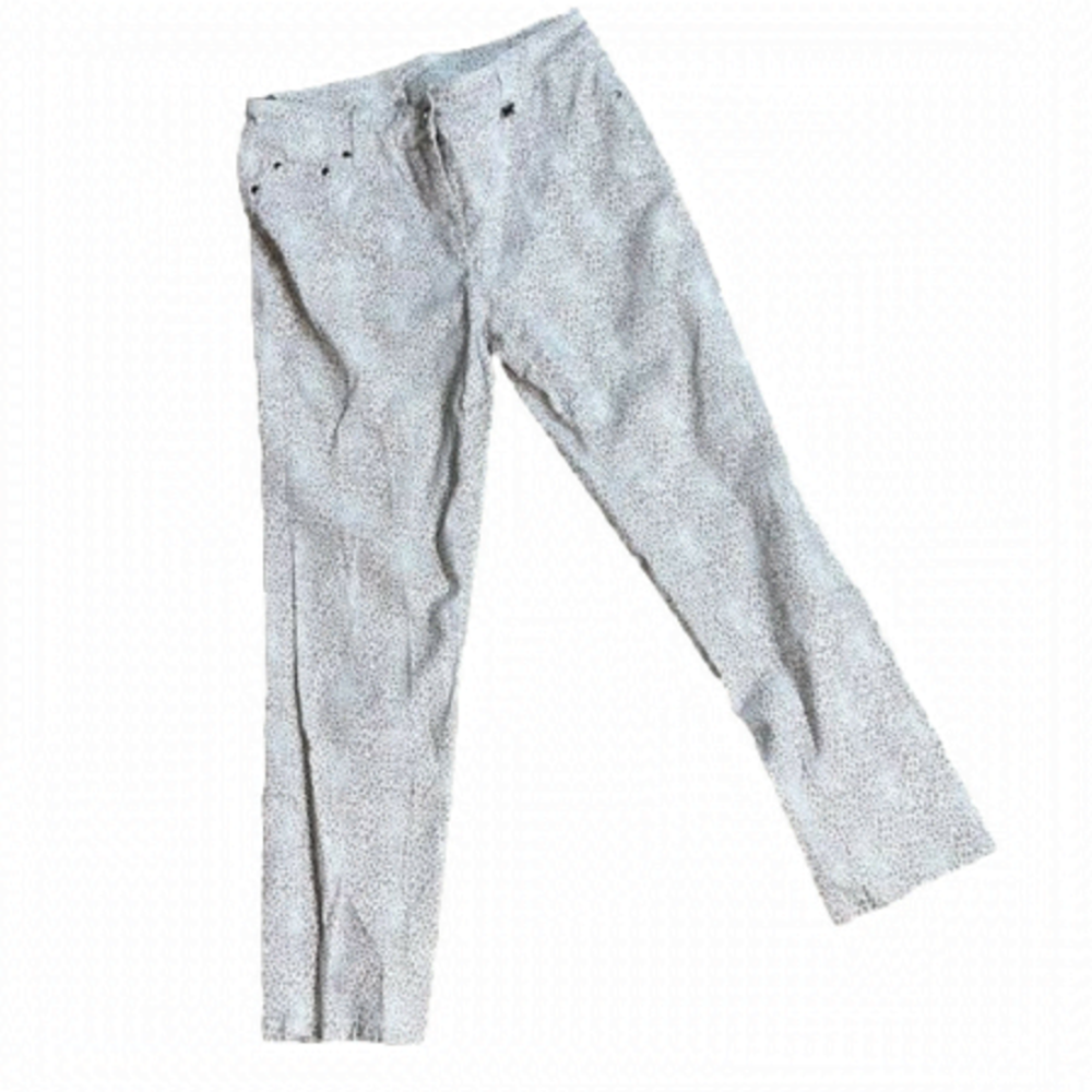WHITE/ Light Brown Cheetah Print Skinny Jeans Tanjay Petites Size 8 P
